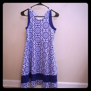 Bonnie Jean blue floral print sleeveless dress